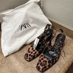 Zara Brown Leopard Print Heels